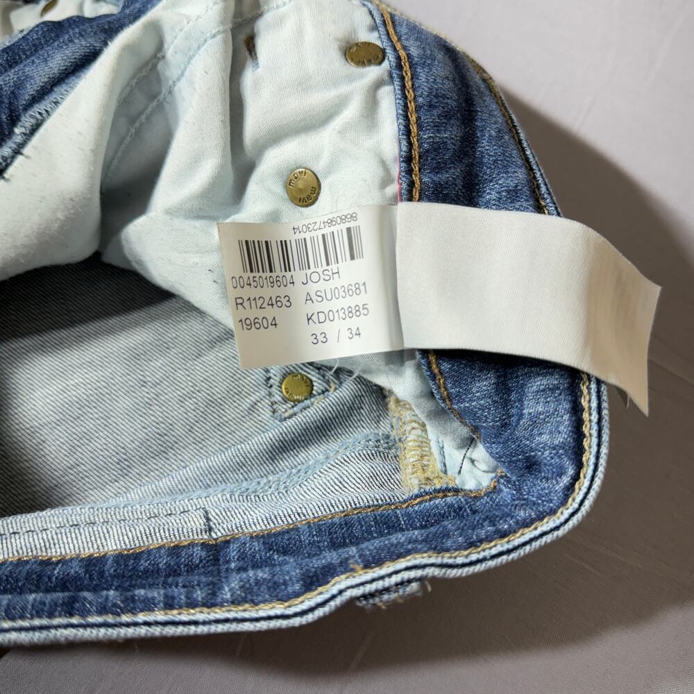 Mavi Josh Mens Denim Shorts Size 33 Raw Hem Distressed Medium Wash Cut Off - Picture 7 of 8